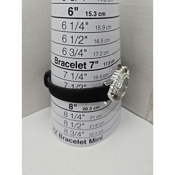 Victoria Wieck B6491 Teardrop Crystal MOP Dial Black Leather Watch New Battery main image 4